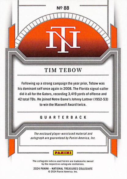 Tim Tebow 2024 Panini National Treasures Collegiate Jersey Auto #18/49
