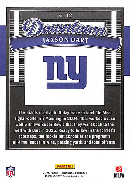 Jaxson Dart 2025 Donruss Horizontal Downtown Rookie