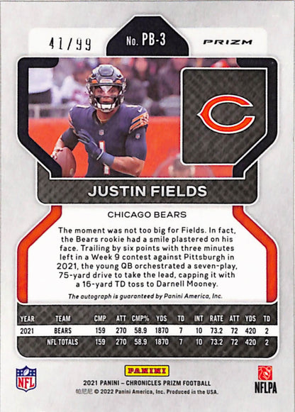 Justin Fields 2021 Panini Prizm Black Red Rookie Auto #41/99