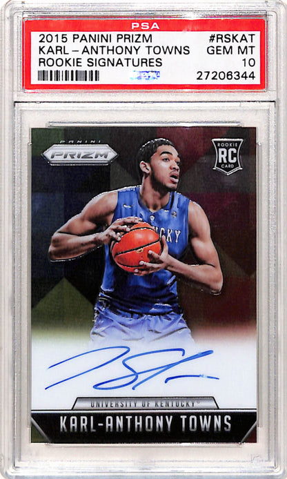 Karl-Anthony Towns 2015 Panini Prizm Rookie Signatures Auto PSA 10 Gem Mint