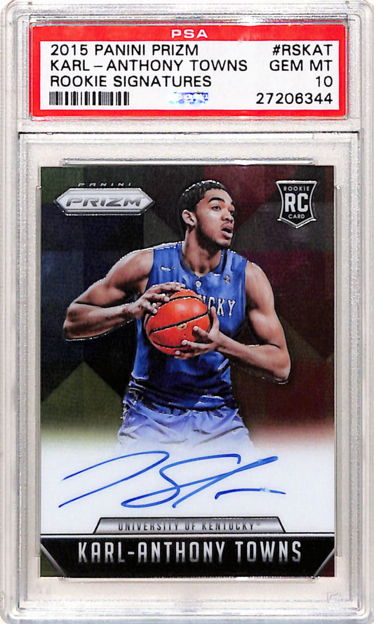 Karl-Anthony Towns 2015 Panini Prizm Rookie Signatures Auto PSA 10 Gem Mint