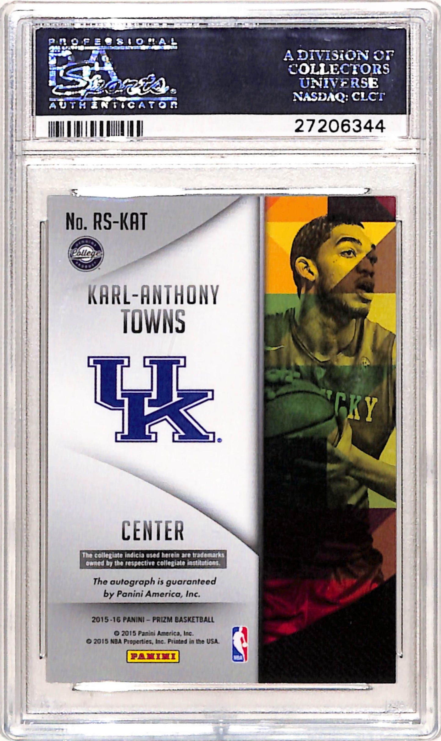 Karl-Anthony Towns 2015 Panini Prizm Rookie Signatures Auto PSA 10 Gem Mint