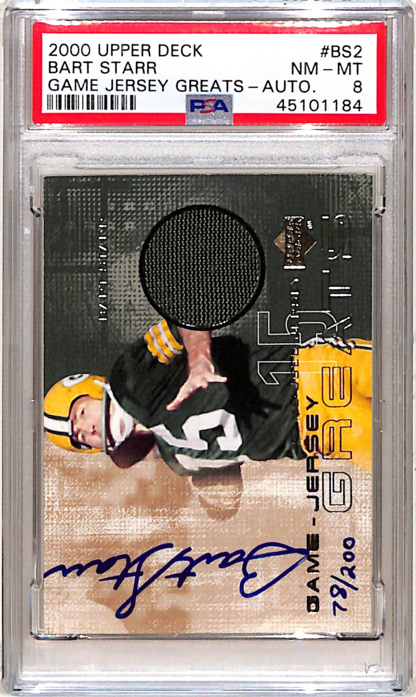 Bart Starr 2000 Upper Deck Game Jersey Greats Auto #78/200 PSA 8 Nm-Mint