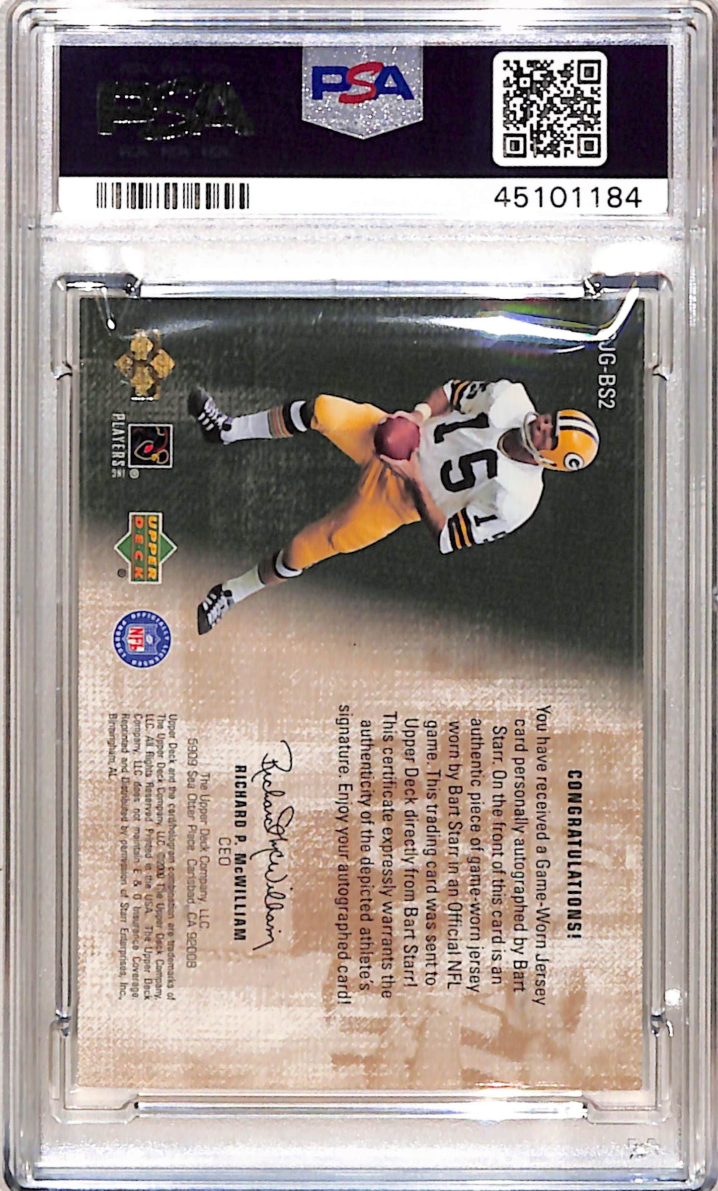 Bart Starr 2000 Upper Deck Game Jersey Greats Auto #78/200 PSA 8 Nm-Mint