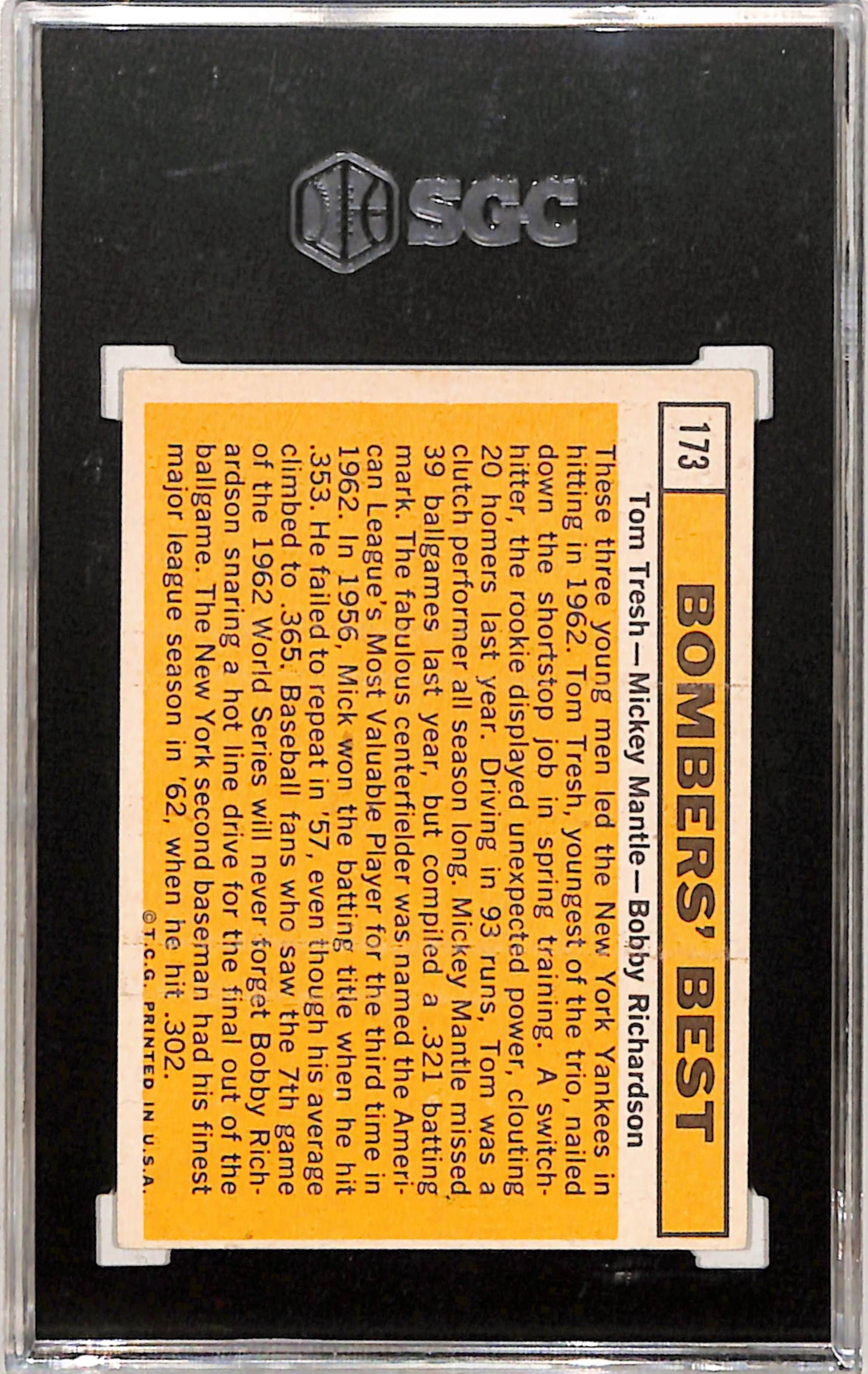 Mickey Mantle 1963 Topps #173 Bombers Best SGC 5 EX