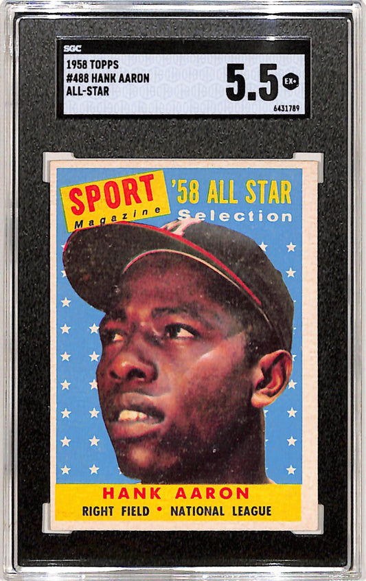 Hank Aaron 1958 Topps #488 All-Star SGC 5.5 EX+