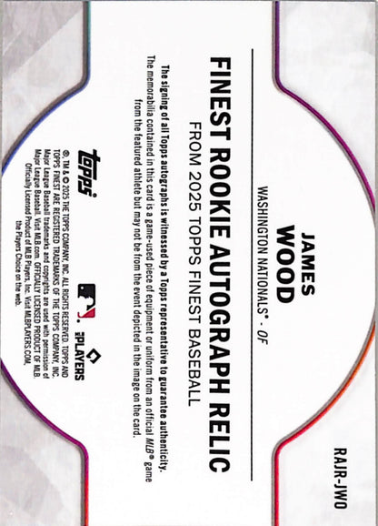 James Wood 2025 Topps Finest Rookie Relic Auto Green #18/75