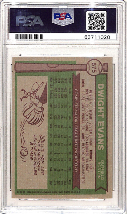 Dwight Evans 1976 Topps #575 PSA 10 Gem Mint