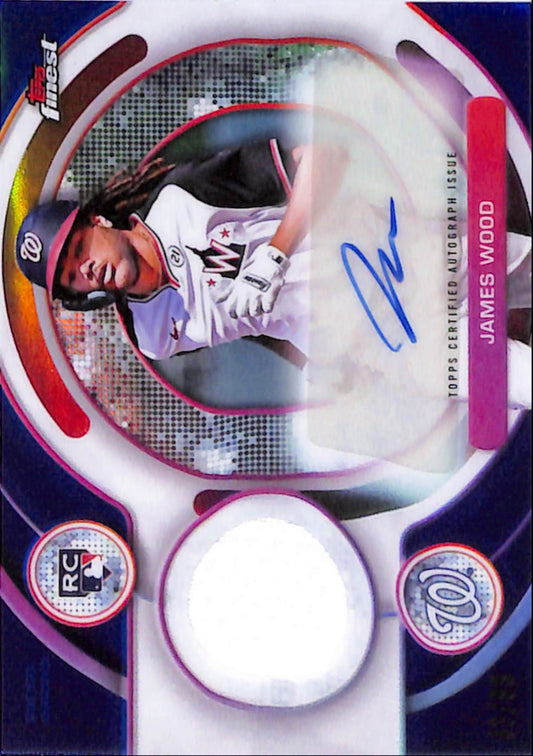 James Wood 2025 Topps Finest Rookie Jersey Auto Blue Refractor #43/99
