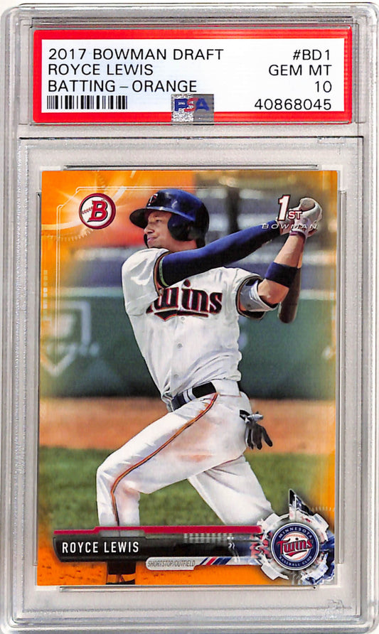 Royce Lewis 2017 Bowman Draft #BD1 Orange #4/25 PSA 10 Gem Mint