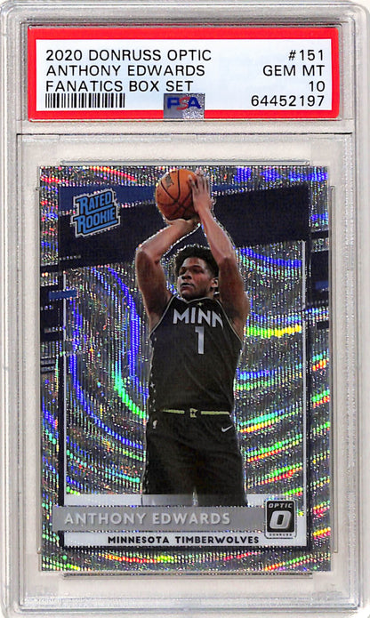 Anthony Edwards 2020 Donruss Optic Rookie #151 Fanatics Box Set PSA 10 Gem Mint