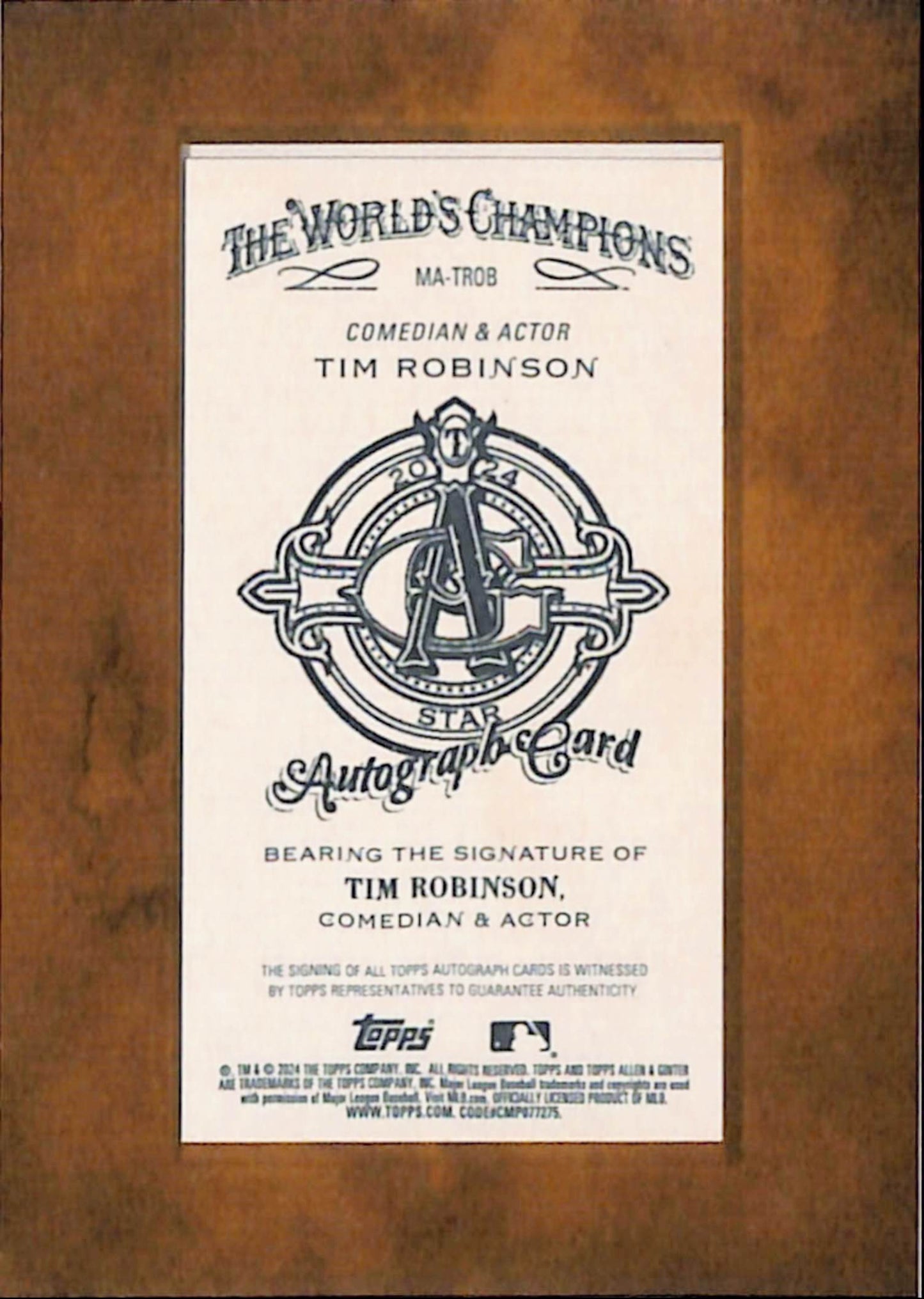 Tim Robinson 2024 Topps Allen and Ginter Mini Framed Autograph