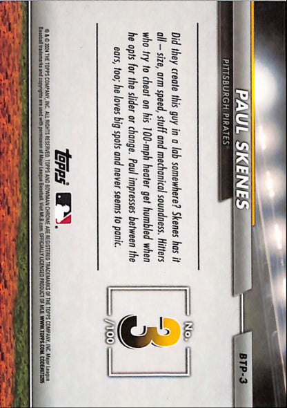 Paul Skenes 2024 Bowman Chrome Top 100 Prospects Gold Refractor #48/50