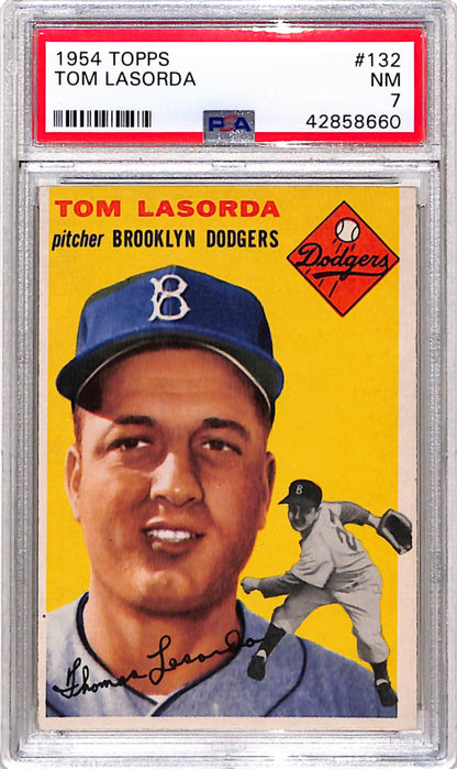 Tom Lasorda 1954 Topps Rookie #132 PSA 7 Near Mint