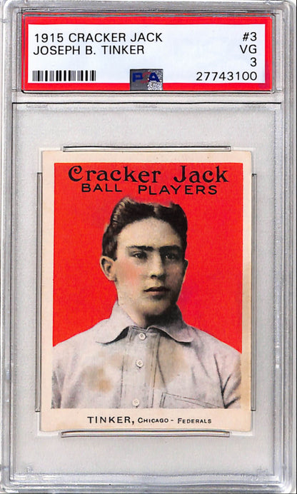Joe Tinker 1915 Cracker Jack #3 PSA 3 Very Good
