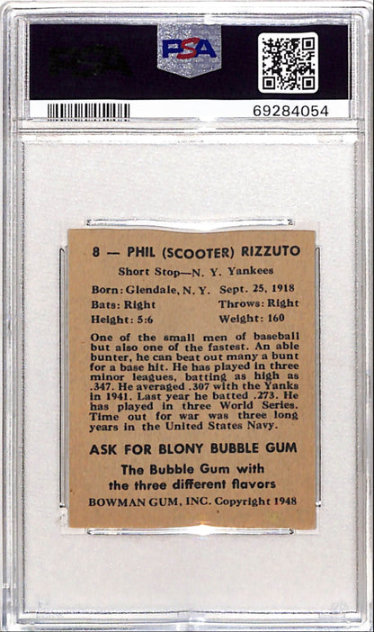 Phil Rizzuto 1948 Bowman #8 PSA 6 Ex-Mint