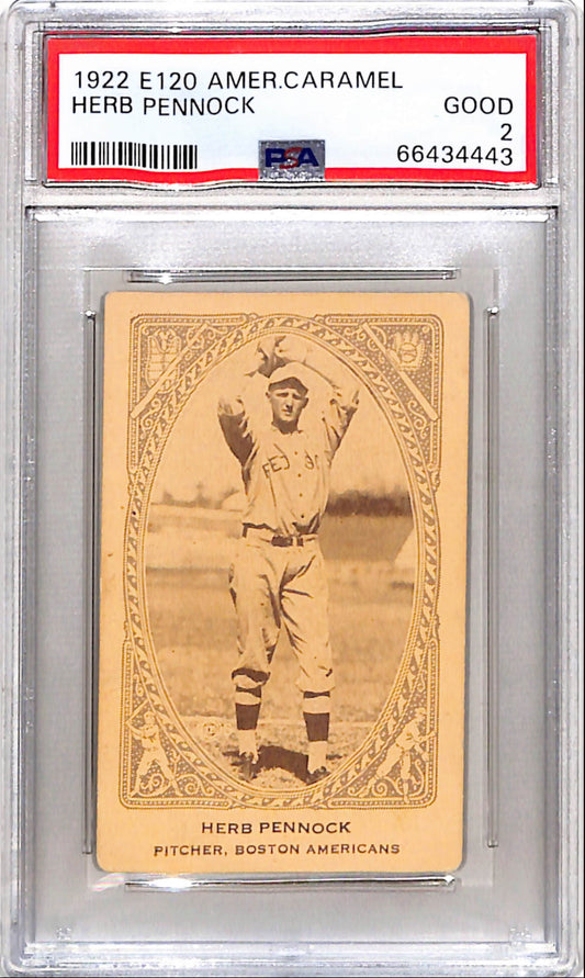 Herb Pennock 1922 E120 American Caramel PSA 2 Good