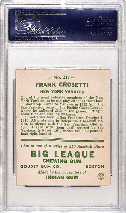 Frank Crosetti 1933 Goudey #217 PSA 6 Ex-Mint