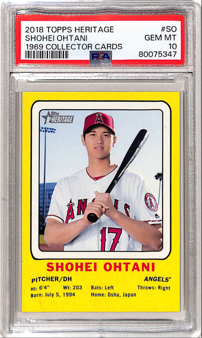 Shohei Ohtani 2018 Topps Heritage 1969 Collector Cards PSA 10 Gem Mint