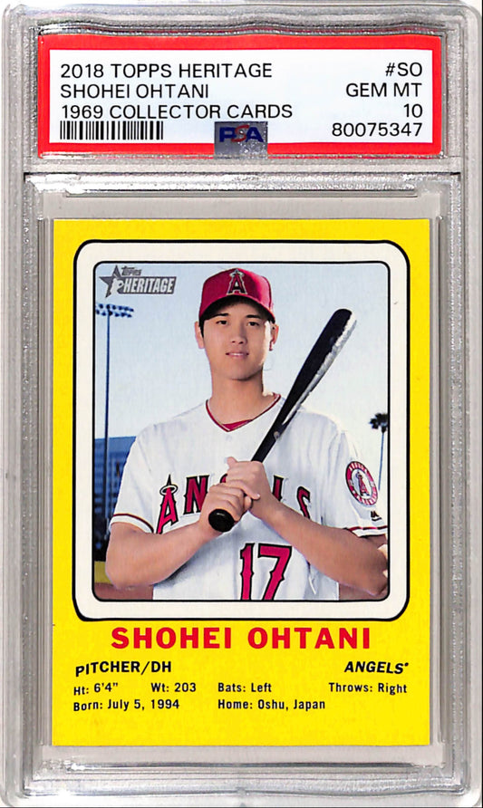 Shohei Ohtani 2018 Topps Heritage 1969 Collector Cards PSA 10 Gem Mint