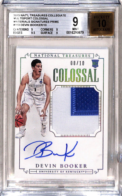 Devin Booker 2015 National Treasures Collegiate Colossal Patch Auto #8/10 BGS 9 Auto 10