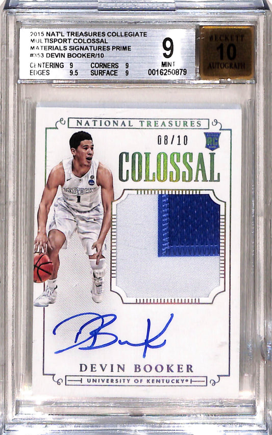Devin Booker 2015 National Treasures Collegiate Colossal Patch Auto #8/10 BGS 9 Auto 10