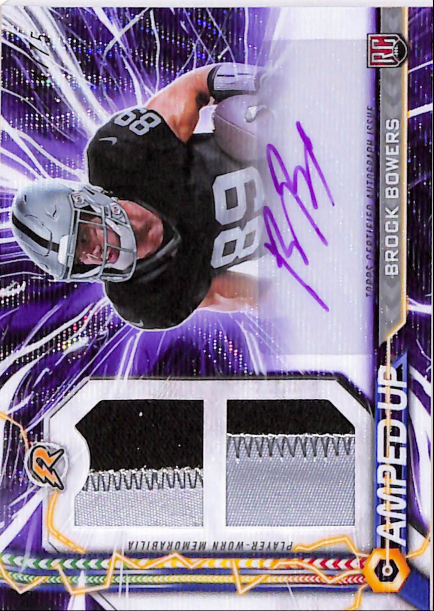 Brock Bowers 2024 Topps Resurgence Amped Up Rookie Patch Auto #54/75