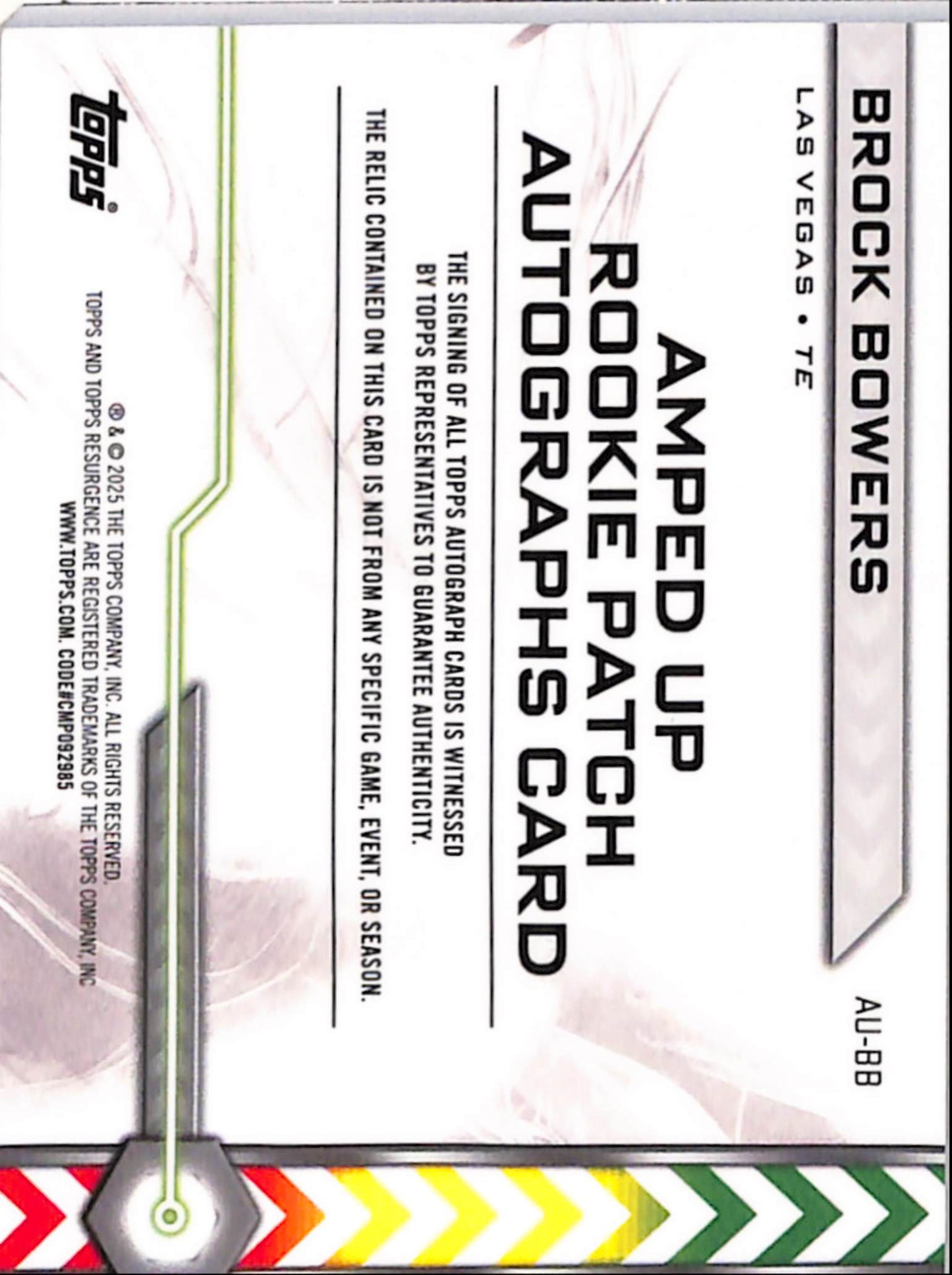 Brock Bowers 2024 Topps Resurgence Amped Up Rookie Patch Auto #54/75