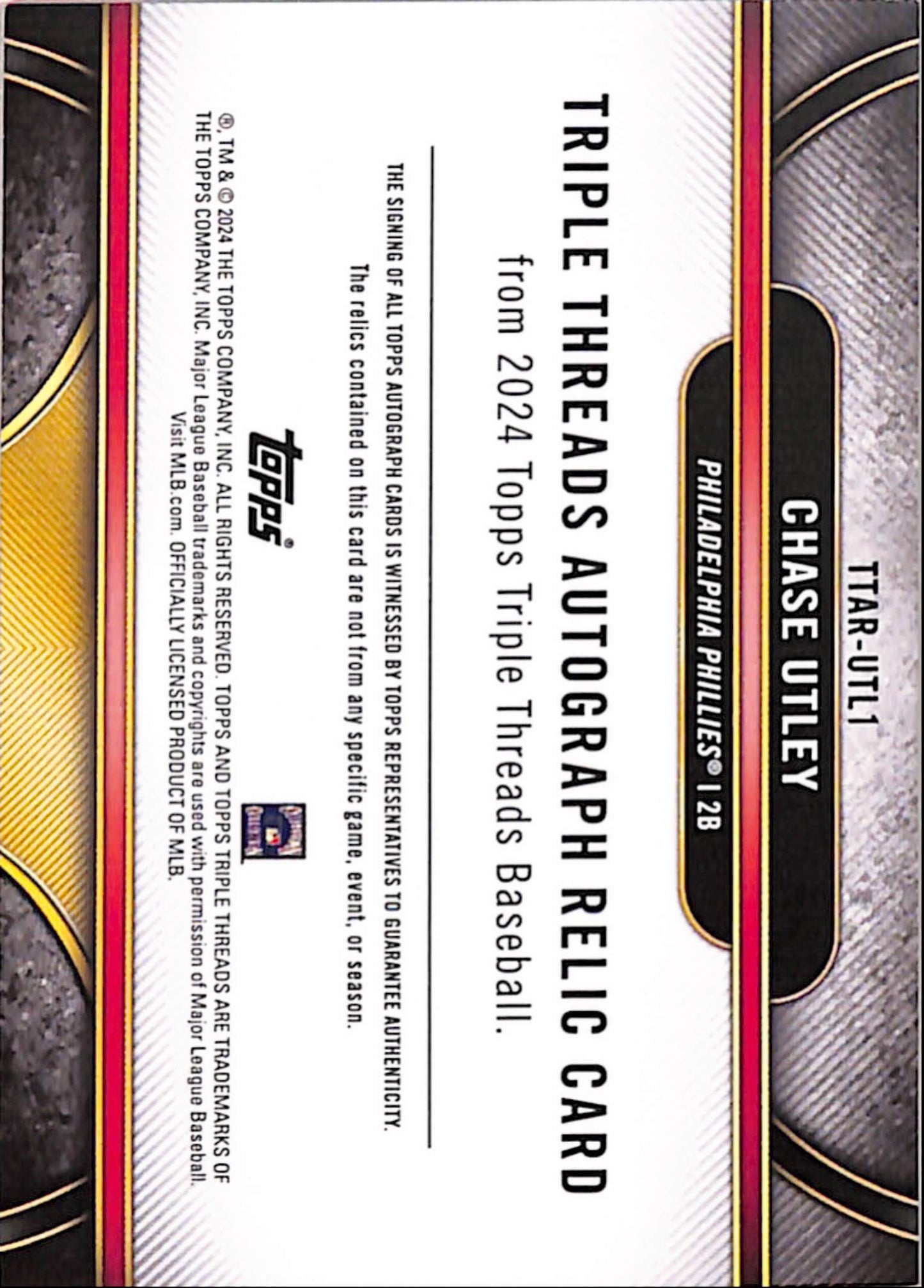 Chase Utley 2024 Topps Triple Threads Pauto Auto #1/1