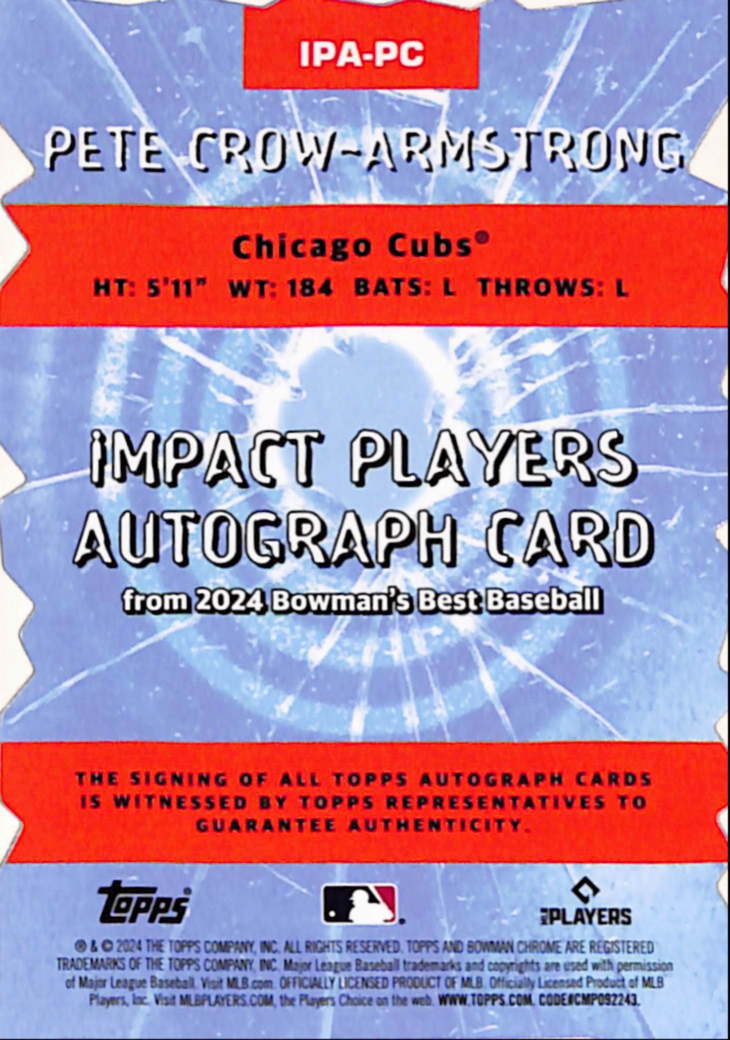 Pete Crow-Armstrong 2024 Bowmans Best Impact Players Autograph #2/50