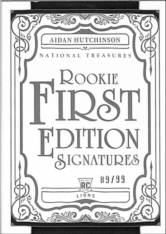 Aidan Hutchinson 2022 Panini National Treasures Rookie First Signatures Patch Auto Booklet #89/99