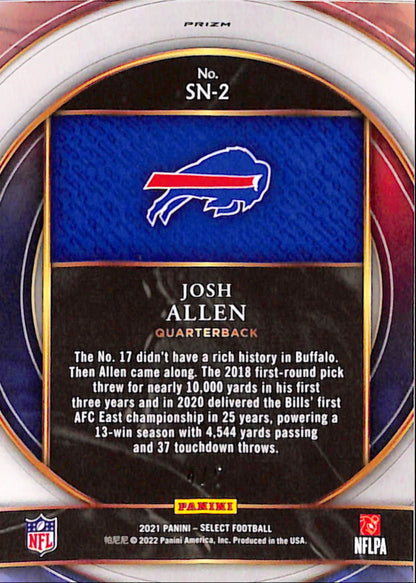 Josh Allen 2021 Panini Select Numbers Green Pandora #4/5