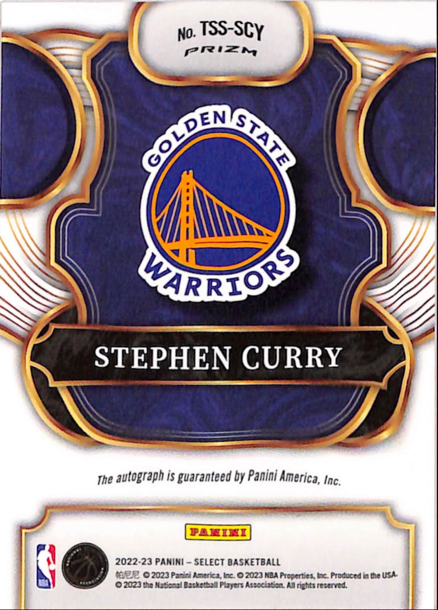 Steph Curry 2022 Panini Select Top Shelf Signatures Auto