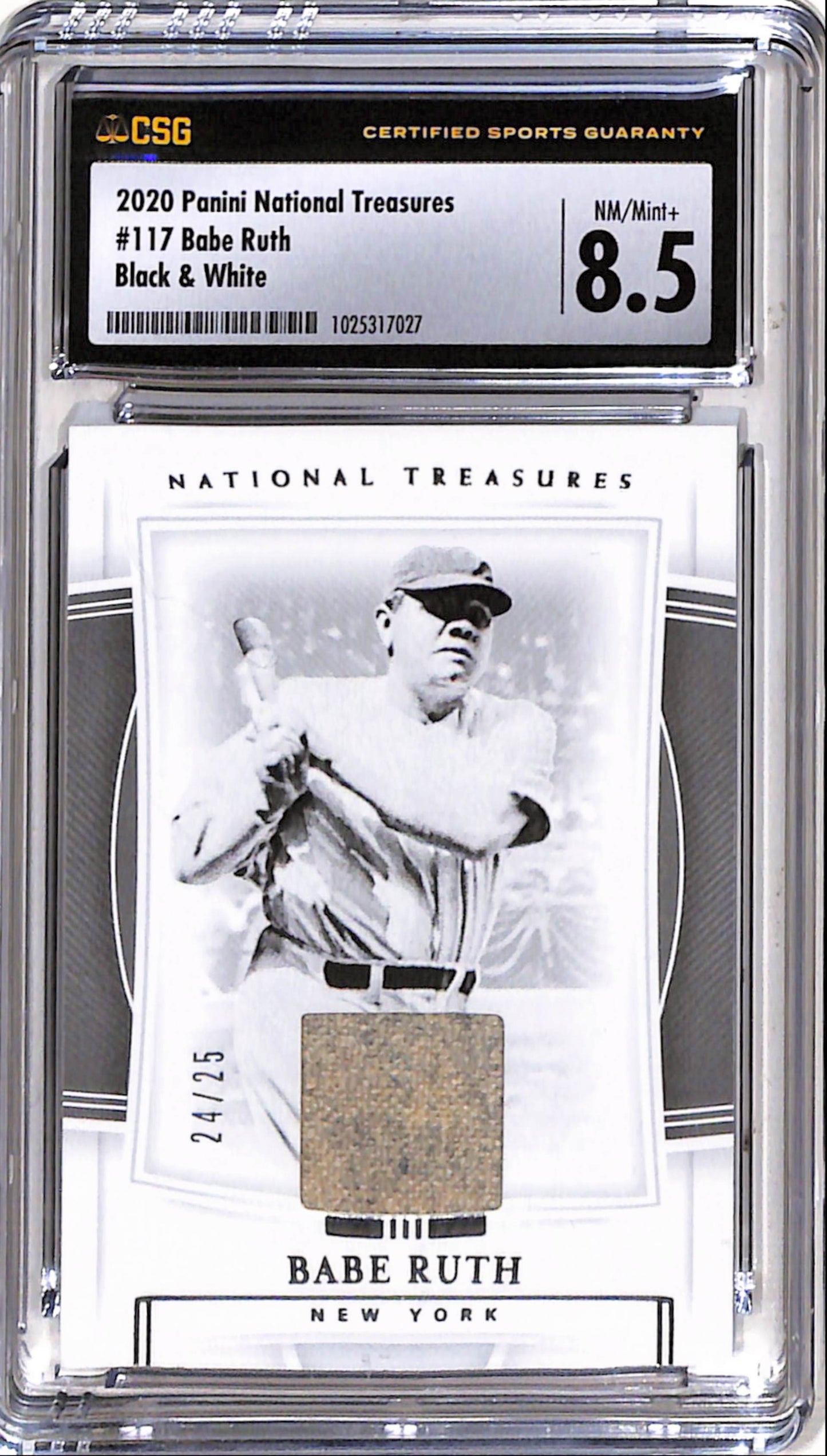 Babe Ruth 2020 Panini National Treasures Game Used Jersey #24/25