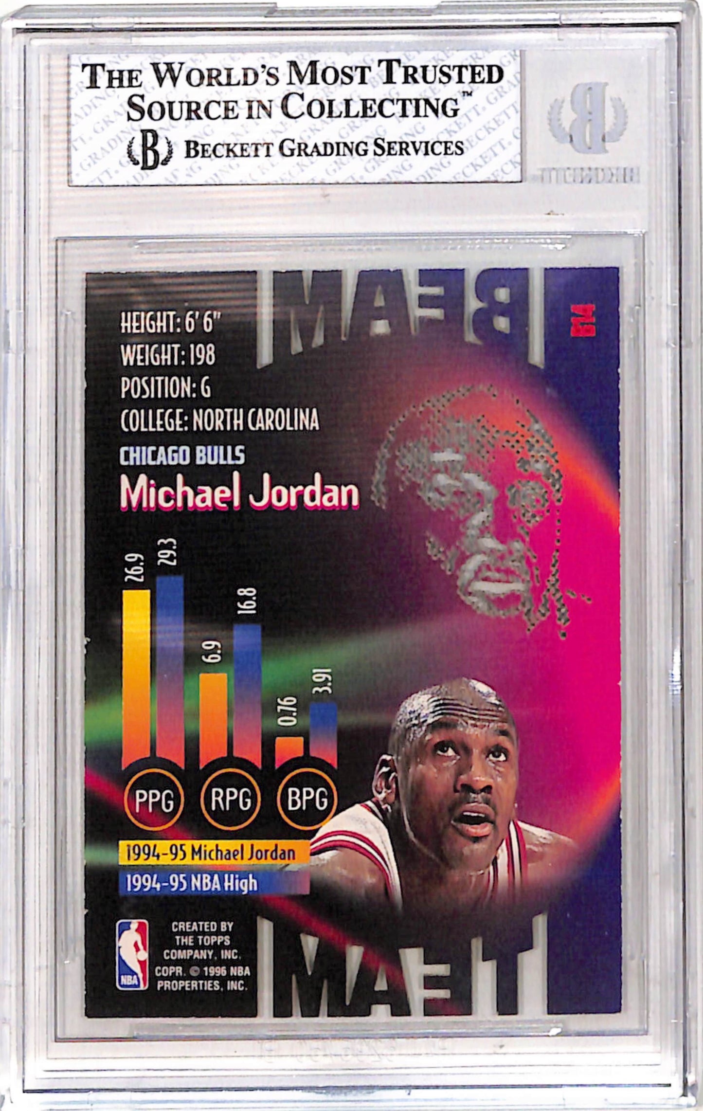 Michael Jordan 1995 Topps Stadium Club Beam Team #BT14 BGS 8 Nm-Mint
