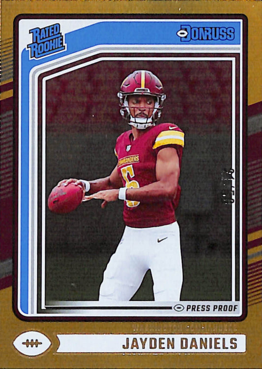 Jayden Daniels 2024 Panini Donruss Rookie Gold Press Proof #21/50