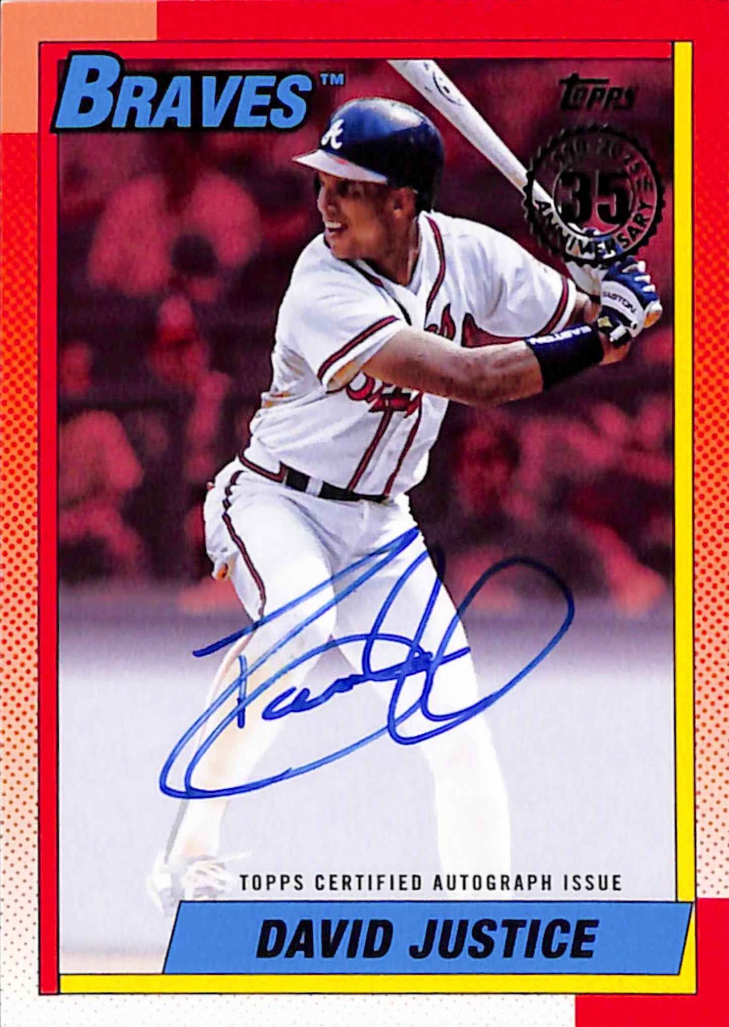 David Justice 2025 Topps 1990 Topps Autograph Red #5/5