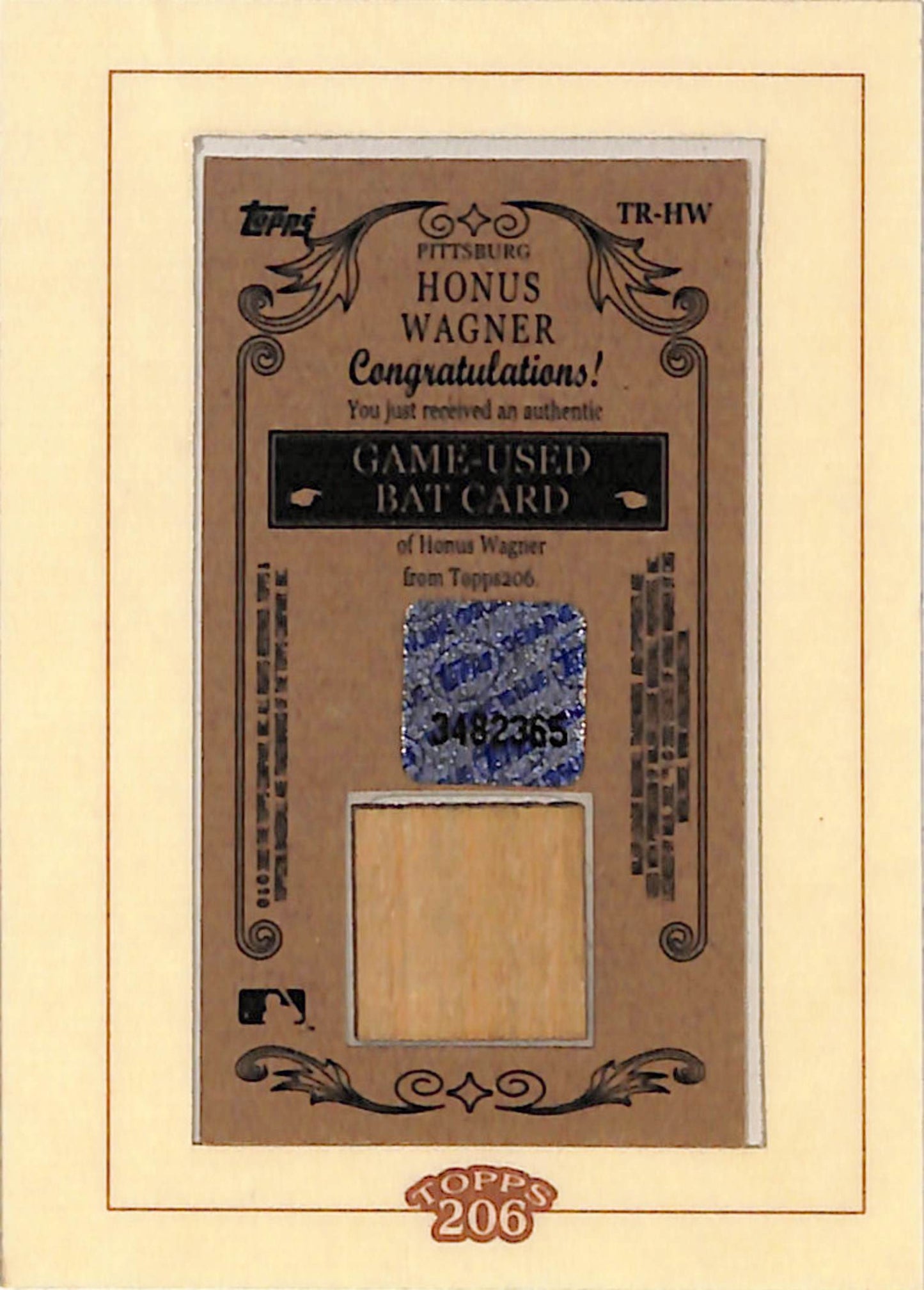 Honus Wagner 2002 Topps T206 Game-Used Bat Relic
