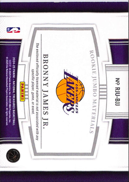 Bronny James Jr. 2024 Panini National Treasures Rookie Jumbo Materials Patch #8/8