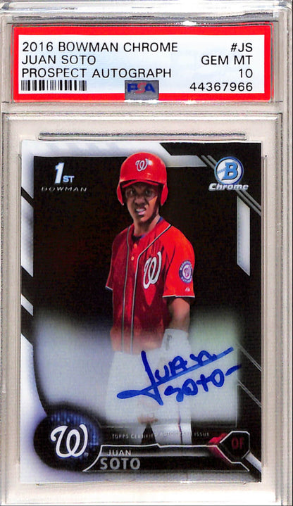 Juan Soto 2016 Bowman Chrome Autograph PSA 10 Gem Mint 7966