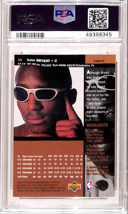 Kobe Bryant 1996 Upper Deck Rookie #58 PSA 9 Mint 9345