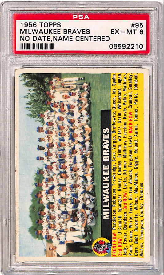 Milwaukee Braves 1956 Topps #95 Team Checklist #95 PSA 6 Ex-Mint