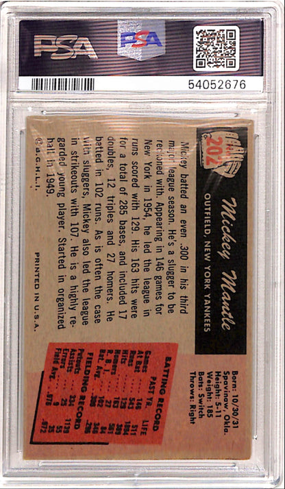Mickey Mantle 1955 Bowman #202 PSA 4 Vg-Ex 2676