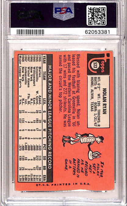 Nolan Ryan 1969 Topps #533 PSA 3 VG 3381
