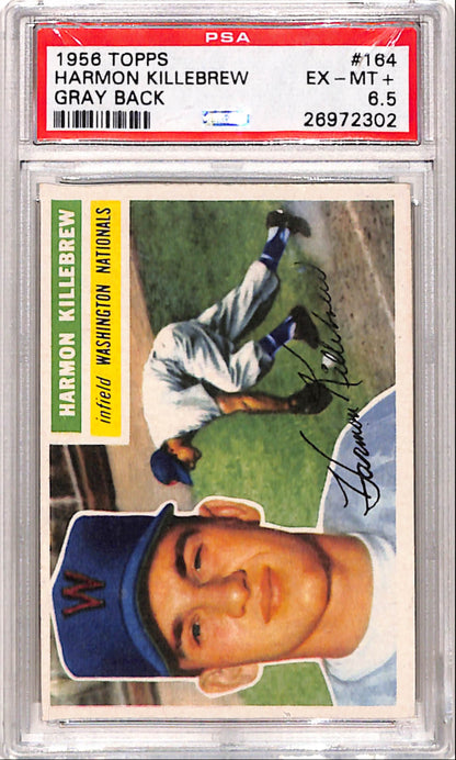 Harmon Killebrew 1956 Topps #164 Gray Back PSA 6.5 Ex-Mint+