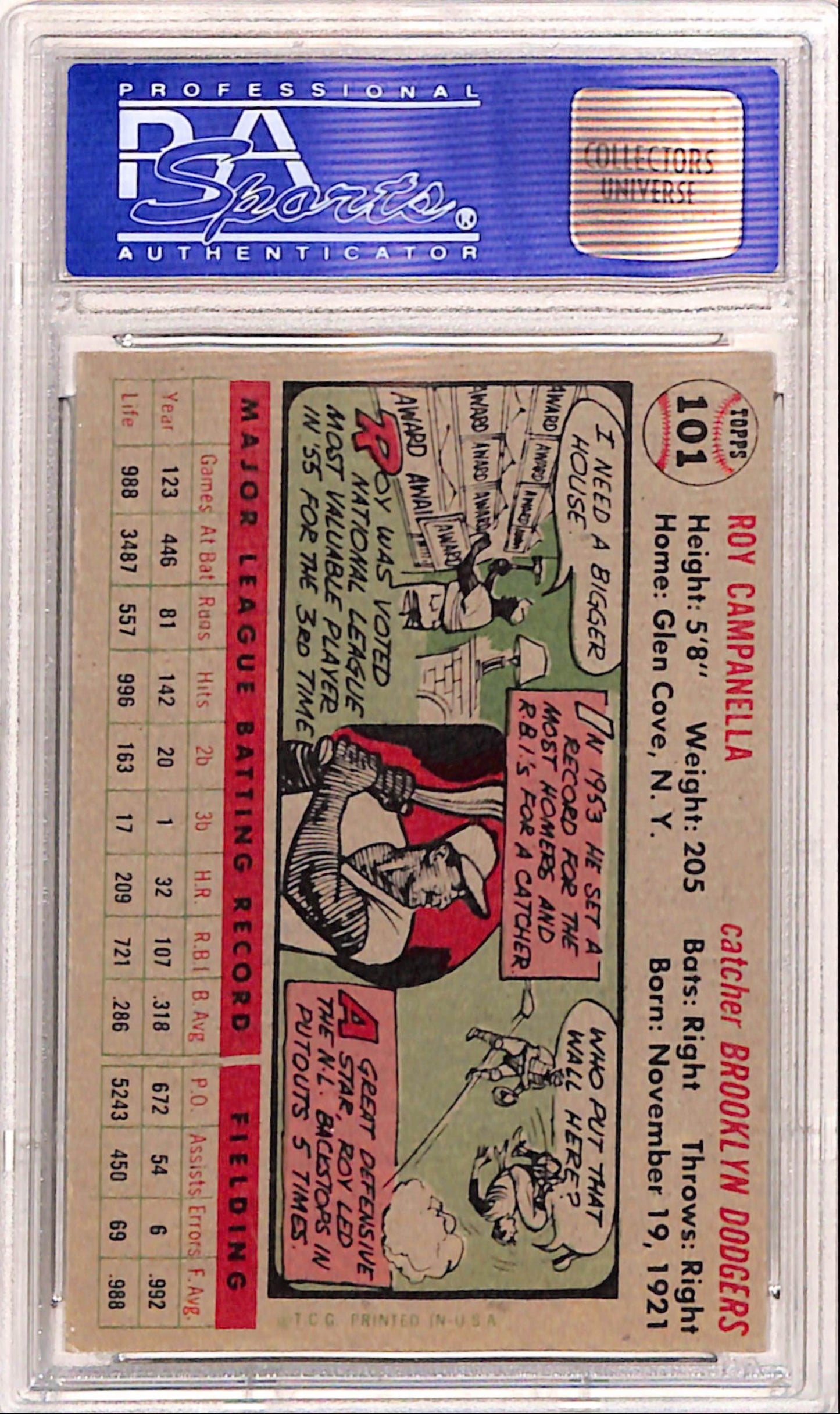Roy Campanella 1956 Topps #101 PSA 6 Ex-Mint