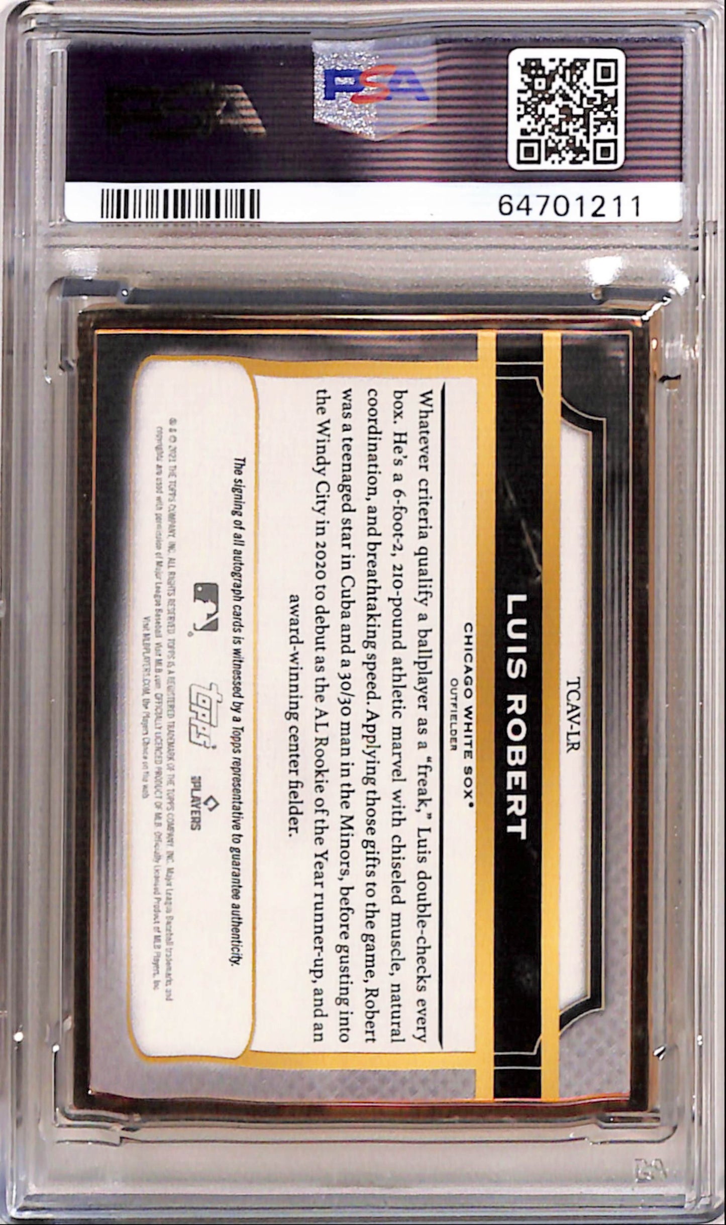 Luis Robert 2021 Topps Transcendent Purple Auto #6/10 PSA 10 Gem Mint