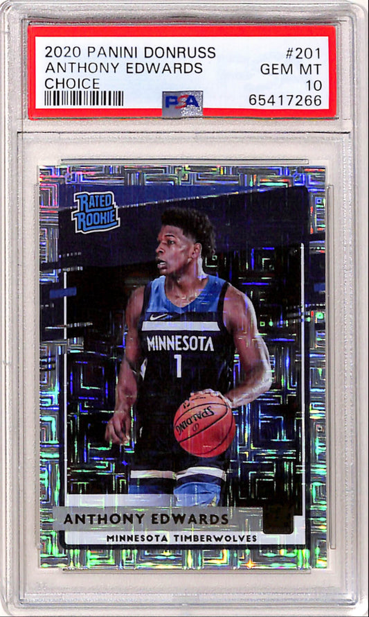 Anthony Edwards 2020 Donruss Choice Rookie #201 PSA 10 Gem Mint