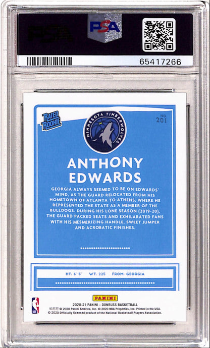 Anthony Edwards 2020 Donruss Choice Rookie #201 PSA 10 Gem Mint