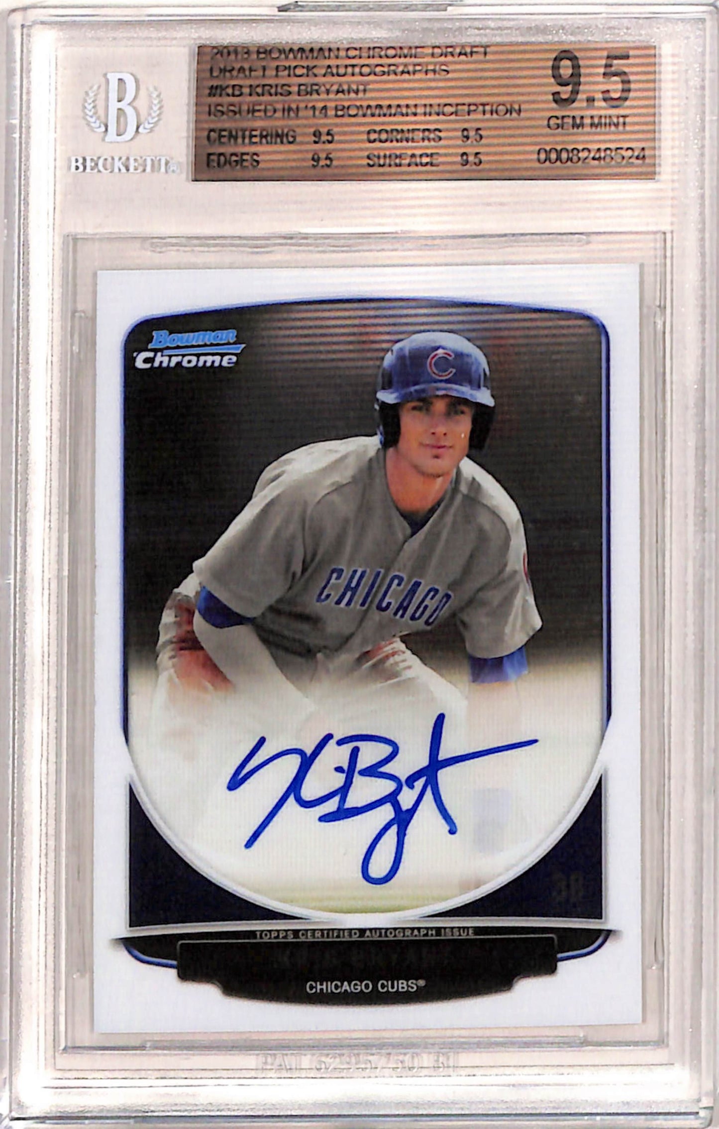 Kris Bryant 2013 Bowman Chrome Draft Auto BGS 9.5 Gem Mint